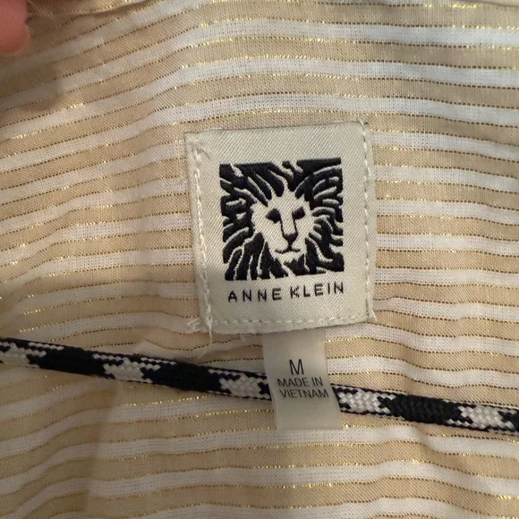 Anne Klein Gold and Cream Striped Top - Picture 3 of 9
